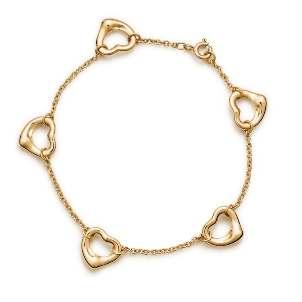 TIFFANY & CO 18K YELLOW GOLD. ELSA PERETTI OPEN HEART BRACELET- with box and bag